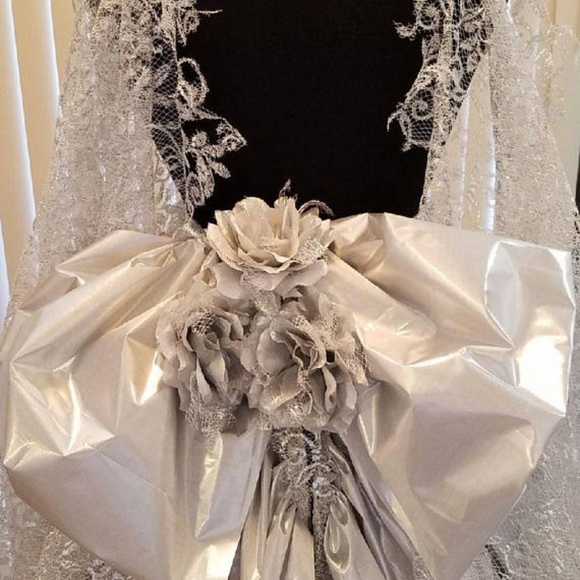 RAJATA Silver Lace & Lame' Nymph Wedding Ballgown - Picture 3 of 8